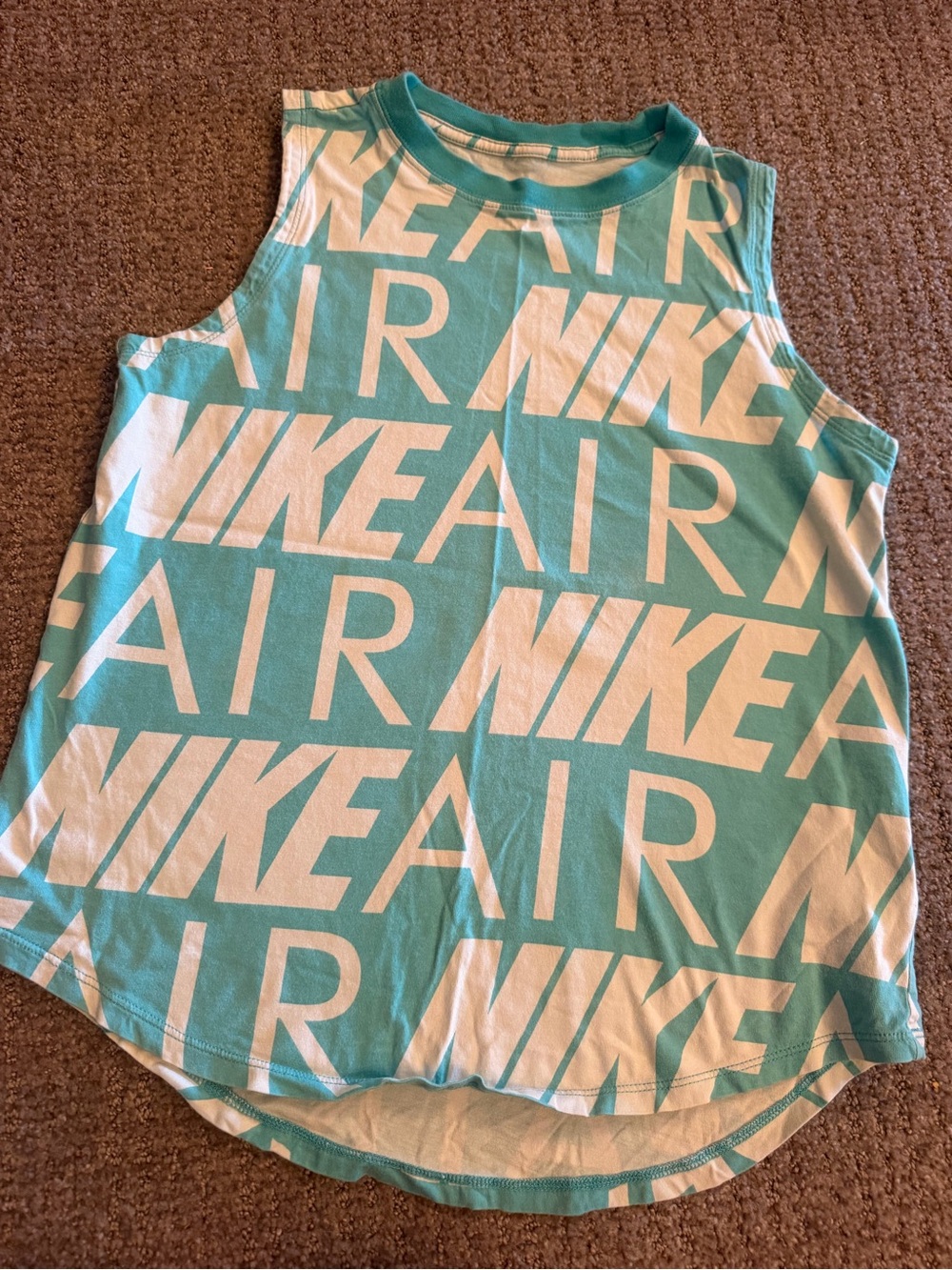 Nike Teal and White Kids' Graphic Tank